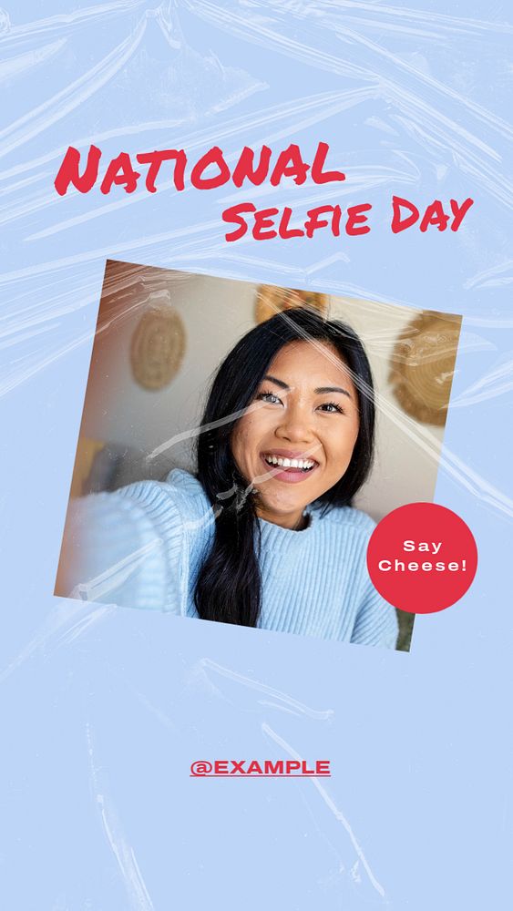 National selfie day  Instagram story template, editable text