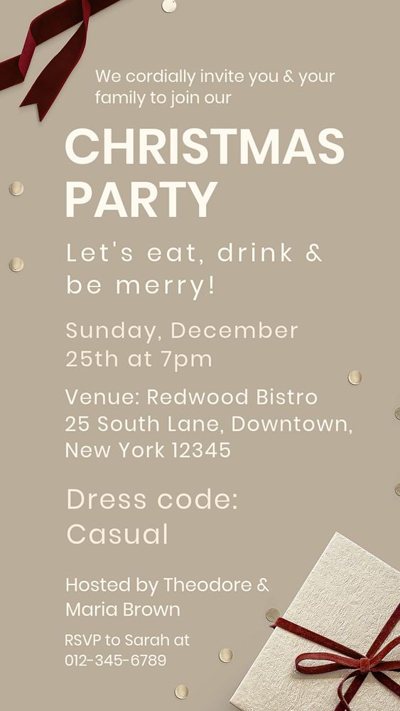 Christmas party invitation Instagram story template, editable text