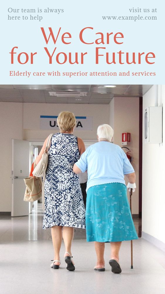 Elderly care  Instagram story template, editable text