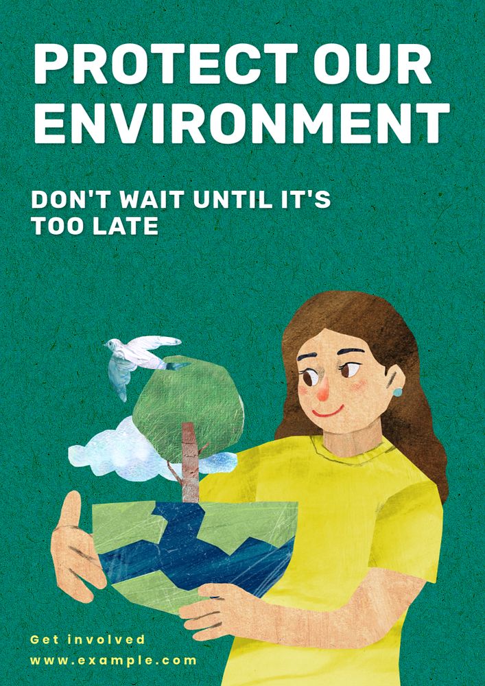 Protect our environment poster template, editable text and design