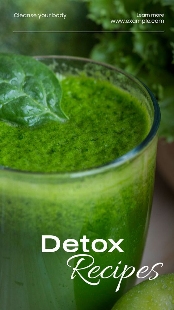 Detox recipes Instagram story template, editable text