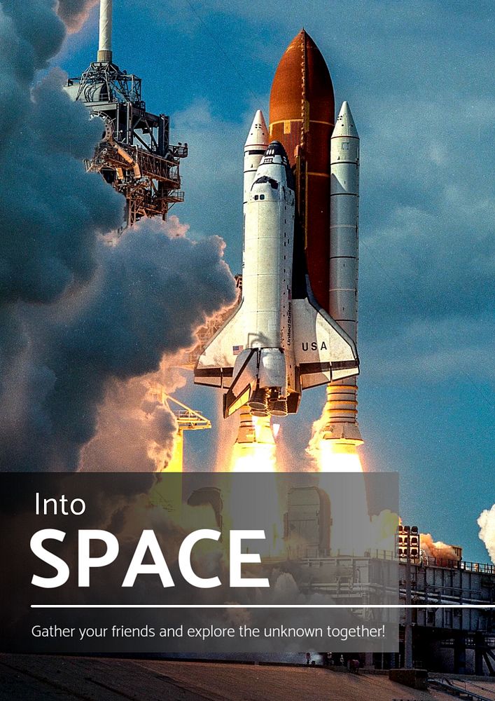 Into the space  poster template, editable text and design