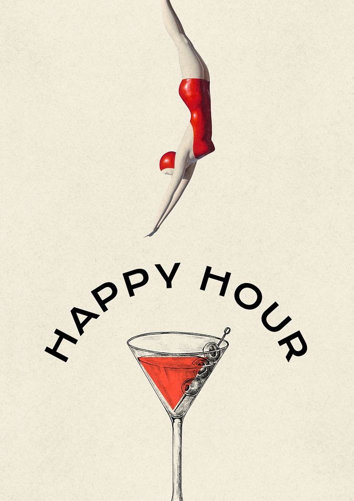 Happy hour poster template, editable text and design