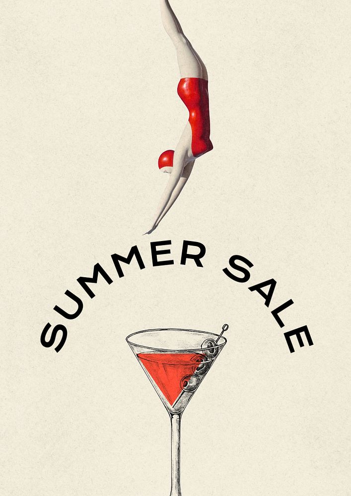 Summer sale poster template, editable text and design