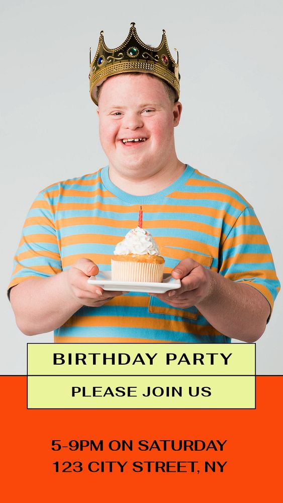 Birthday party  Instagram story template, editable text