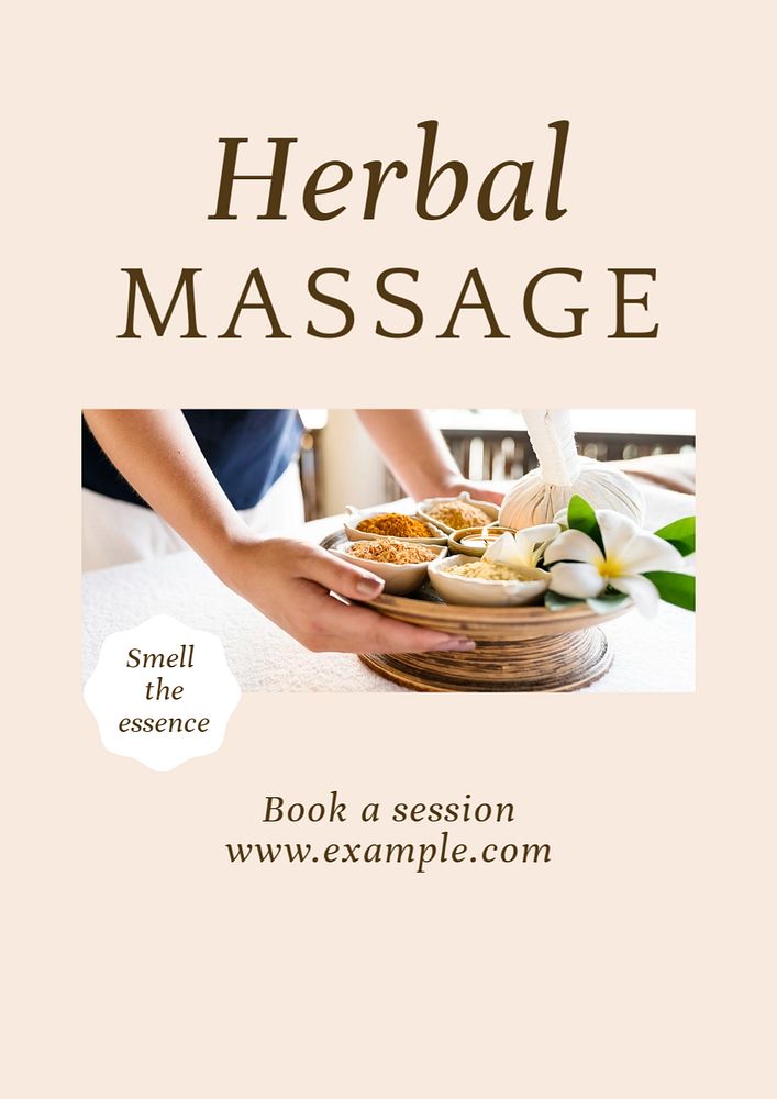 Herbal massage  poster template, editable text and design