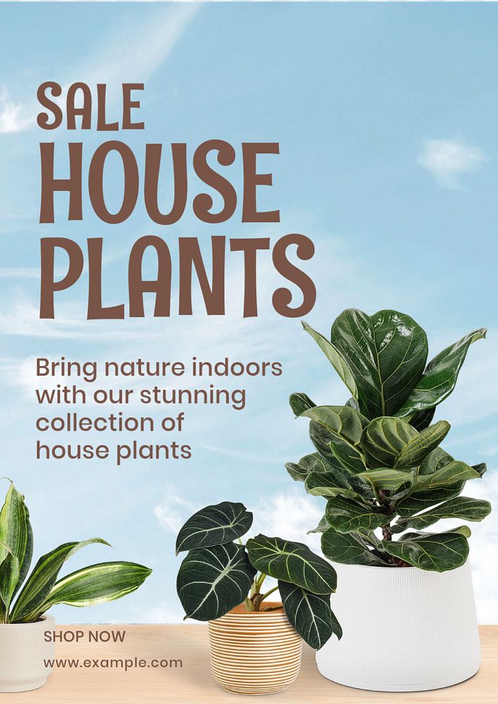 House plants  poster template, editable text and design