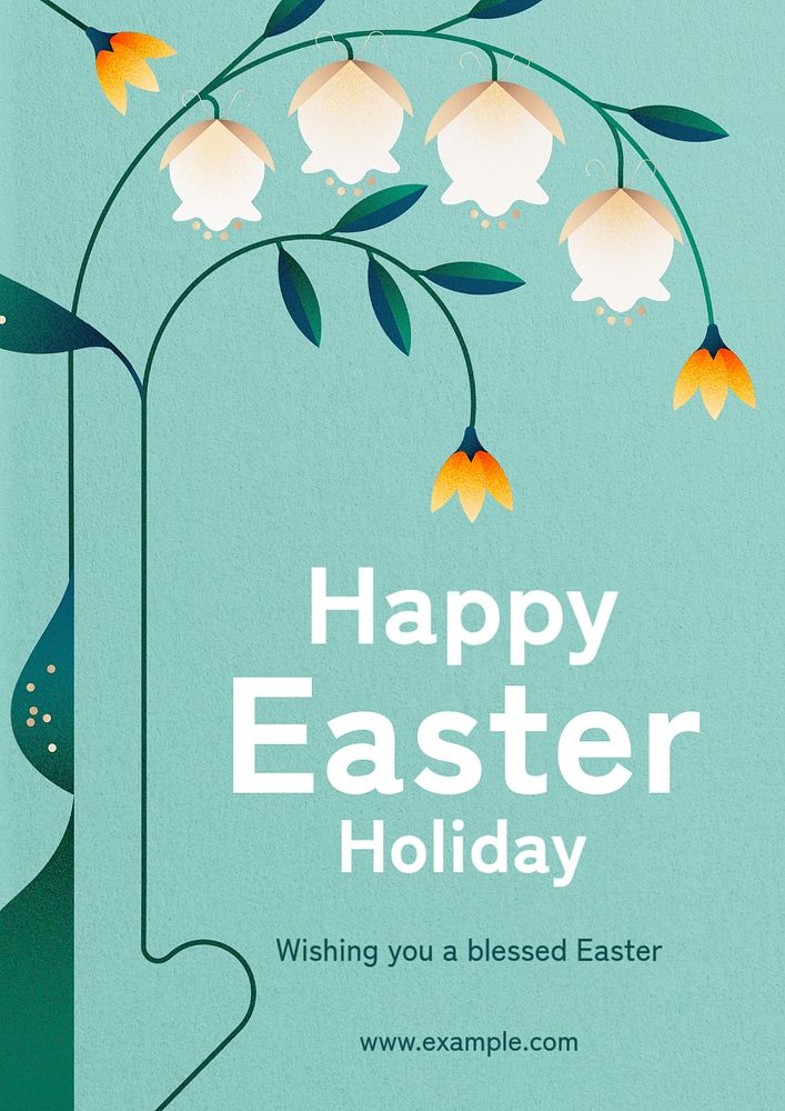 Happy Easter poster template, editable text and design