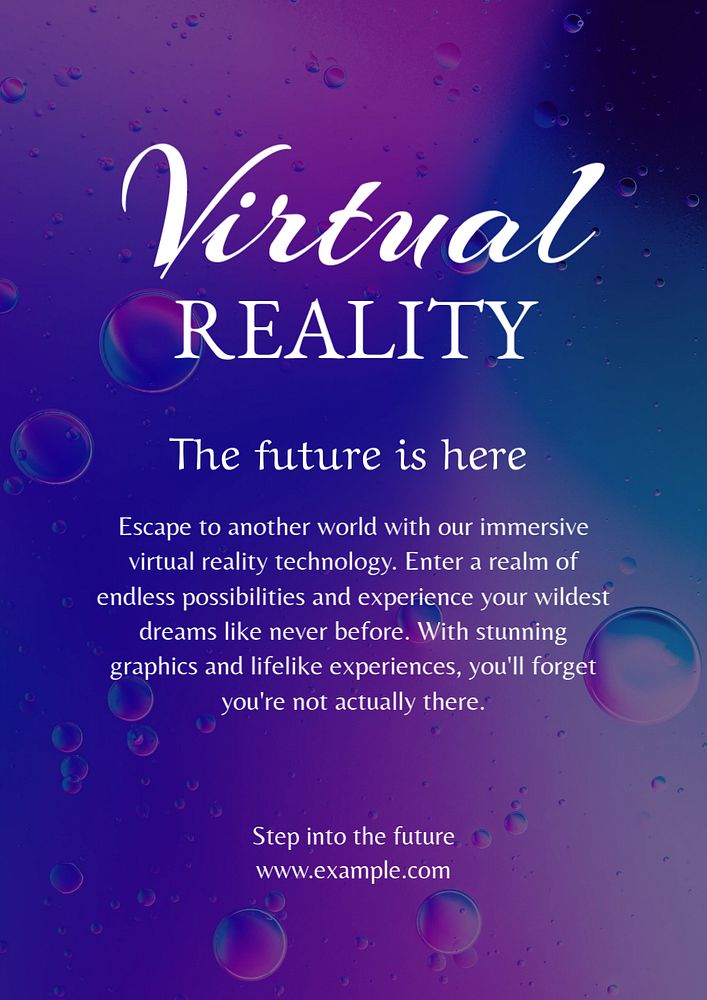 Virtual reality poster template, editable text and design