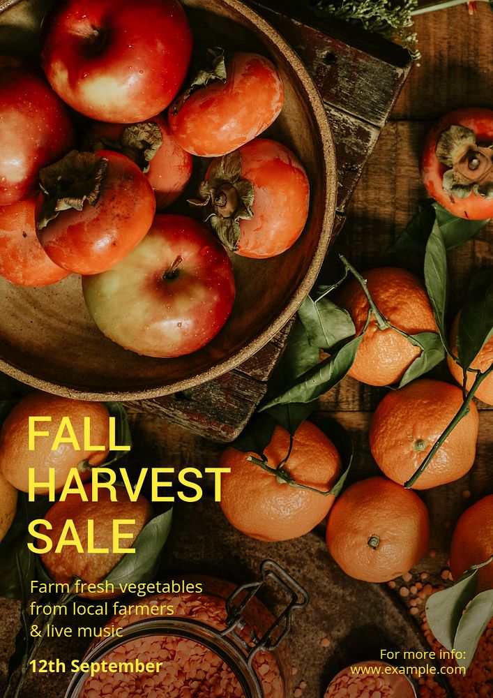 Fall harvest sale poster template, editable text and design