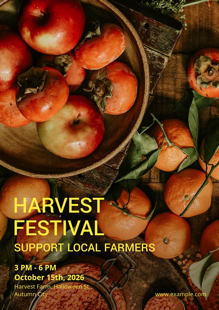 Harvest festival poster template, editable text and design