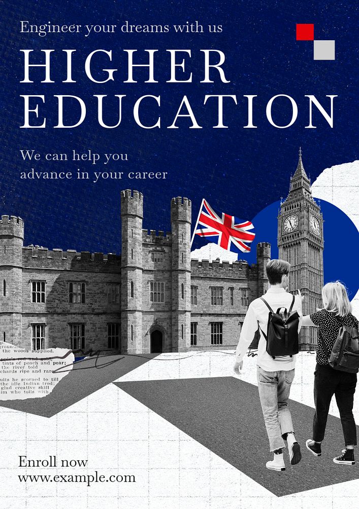 Higher education poster template, editable text and design