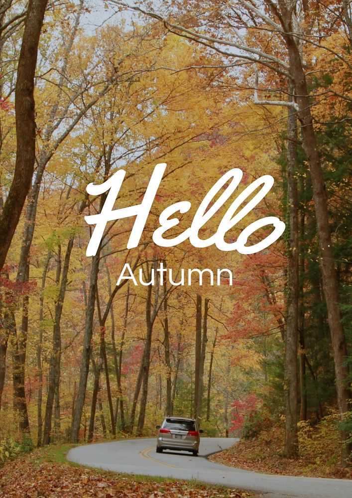 Hello autumn  poster template, editable text and design