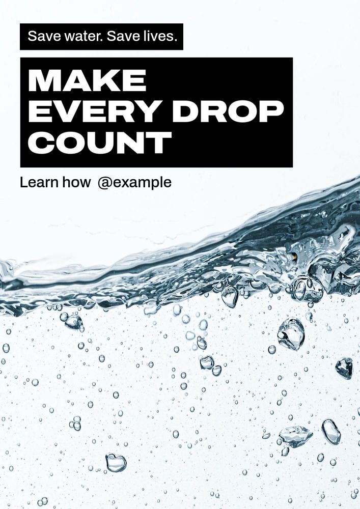 Save water  poster template, editable text and design