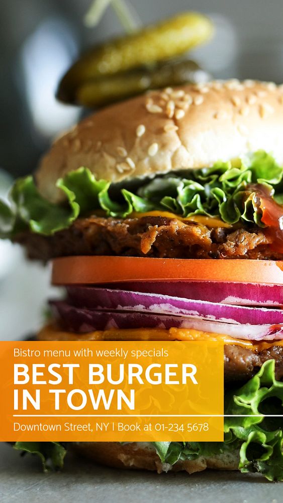 Burger shop  Instagram story template, editable text