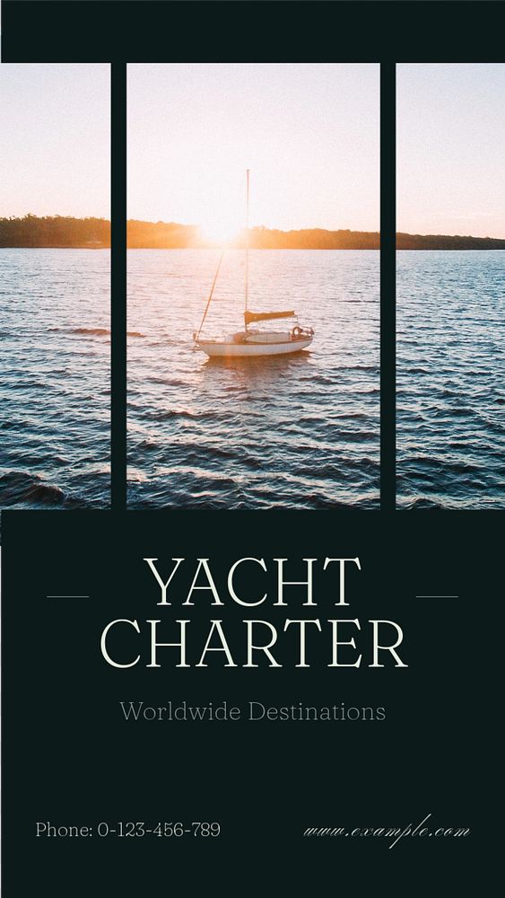 Yacht charter  Instagram story template, editable text