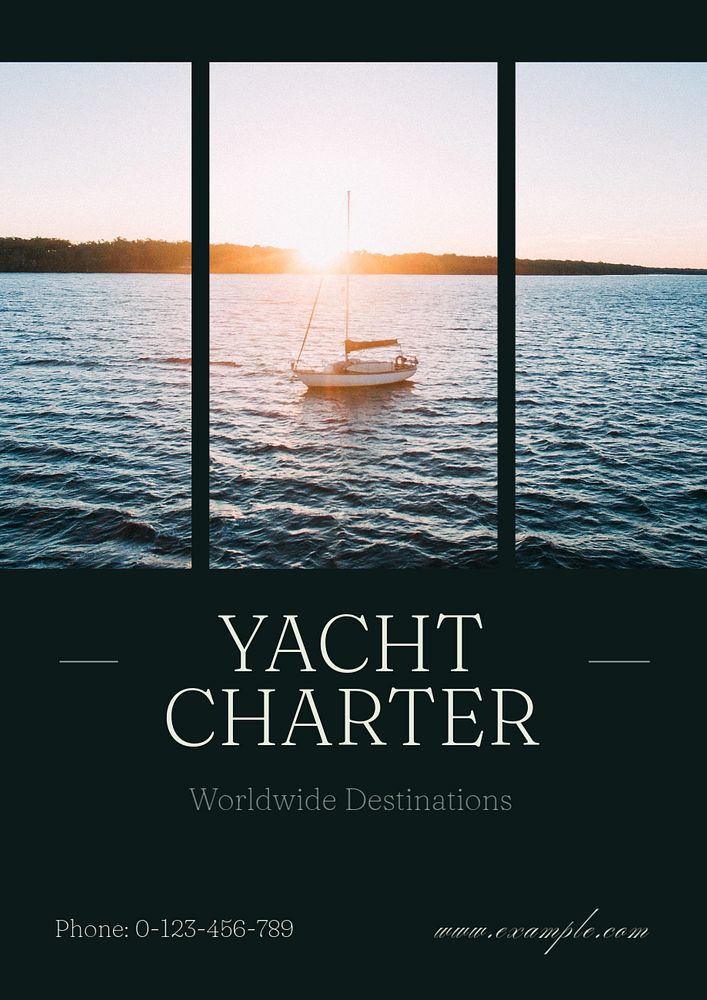 Yacht charter  poster template, editable text and design