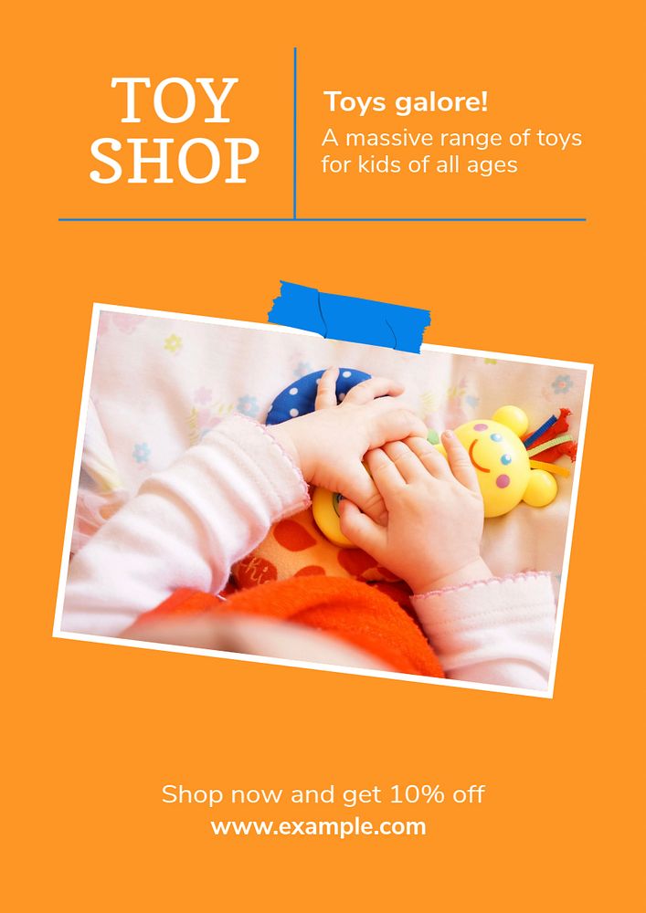 Toy shop  poster template, editable text and design