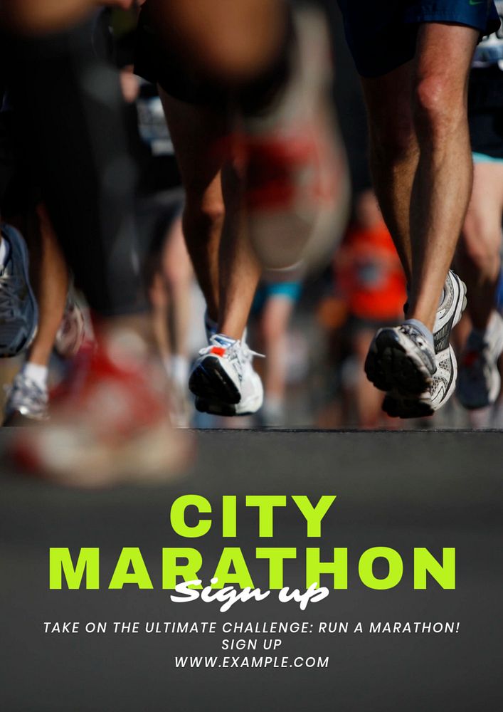 City marathon  poster template, editable text and design