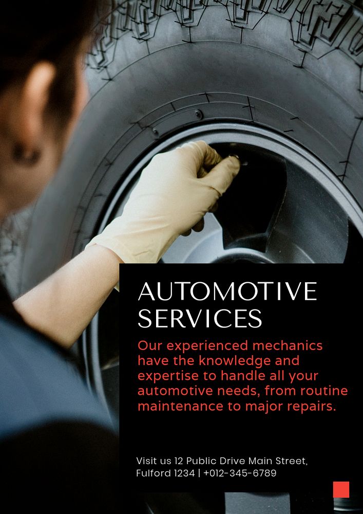 Auto services  poster template, editable text and design