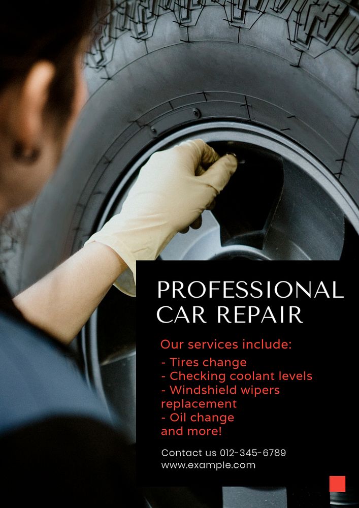 Professional car repair  poster template, editable text and design