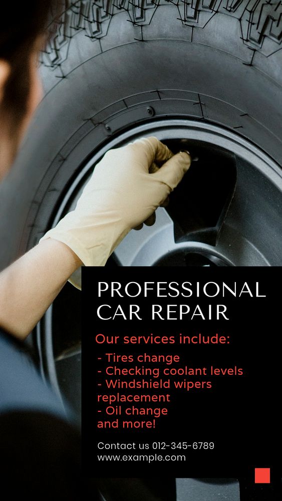 Professional car repair  Instagram story template, editable text