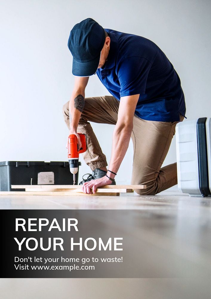 Repair your home  poster template, editable text and design