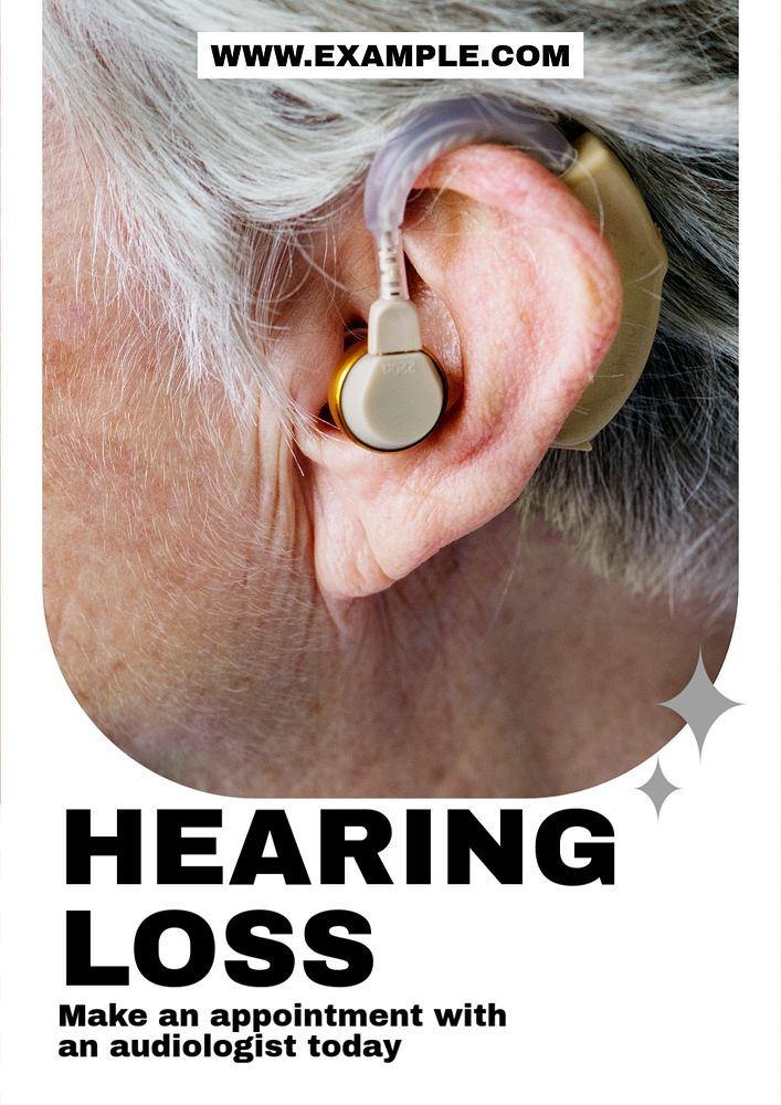 hearing loss  poster template, editable text and design