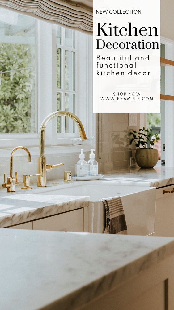 Kitchen decoration  Instagram story template, editable text