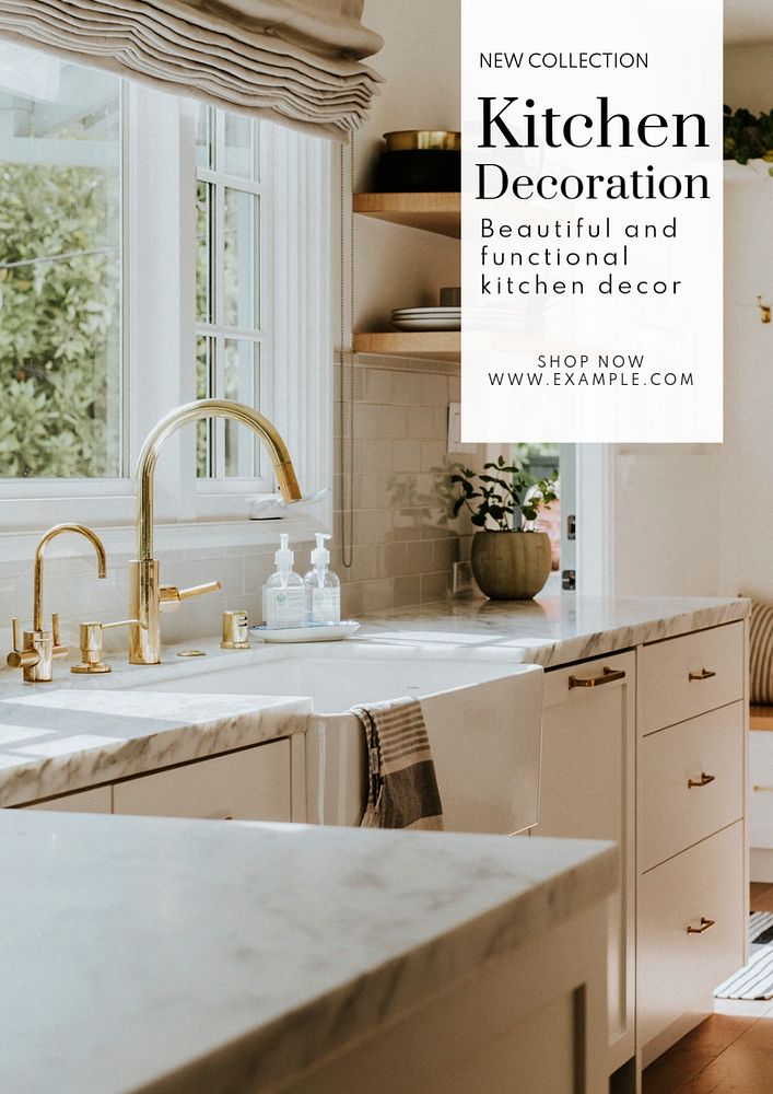 Kitchen decoration  poster template, editable text and design