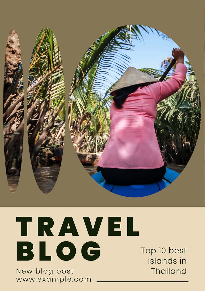 Travel blog  poster template, editable text and design