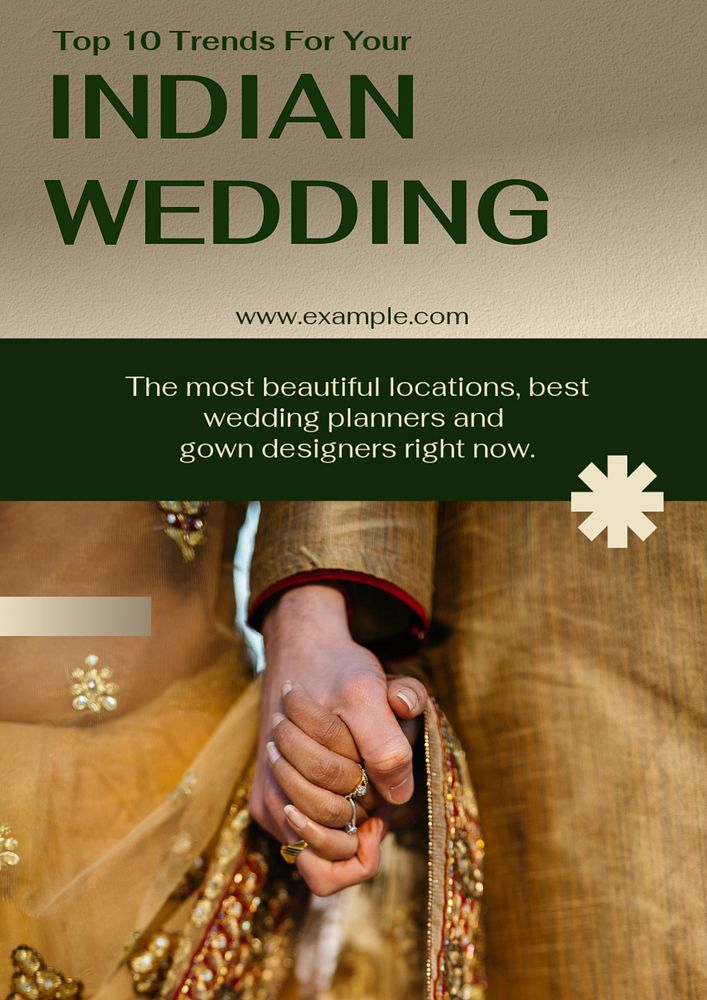 Indian wedding  poster template, editable text and design