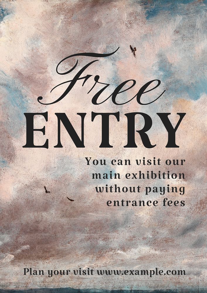 Free entry poster template, editable text and design