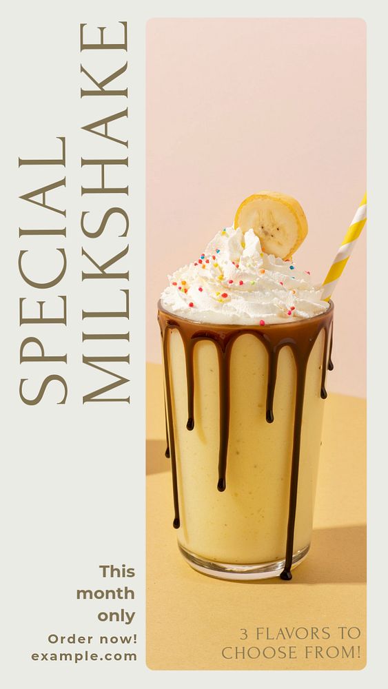 Milkshake shop  Instagram story template, editable text