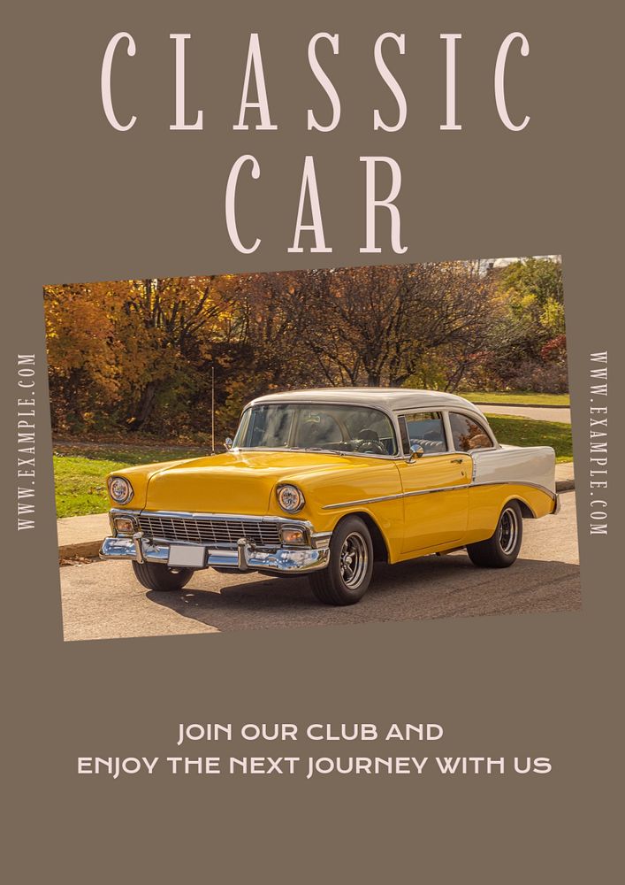 Classic car caravan poster template, editable text and design