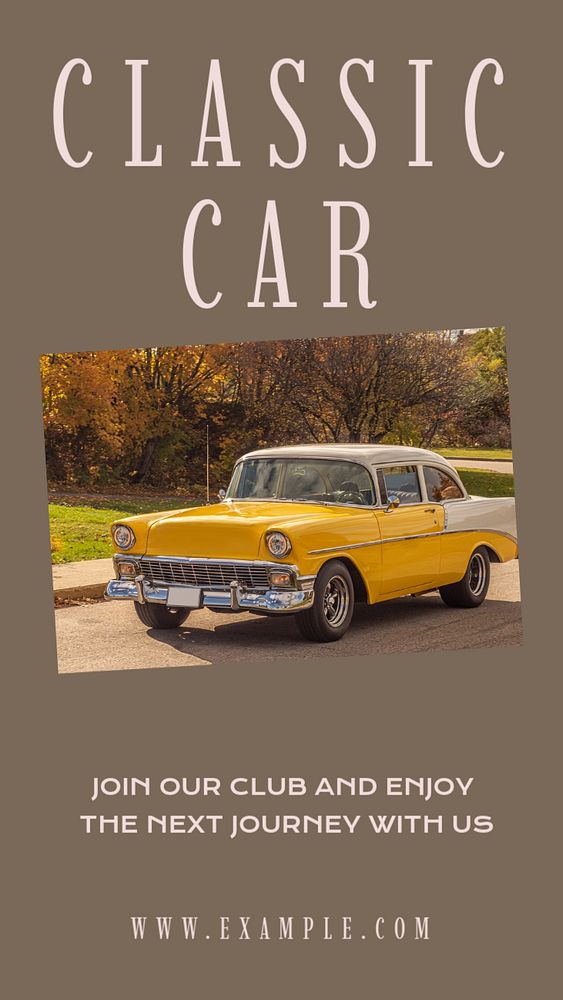 Classic car caravan Instagram story template, editable text