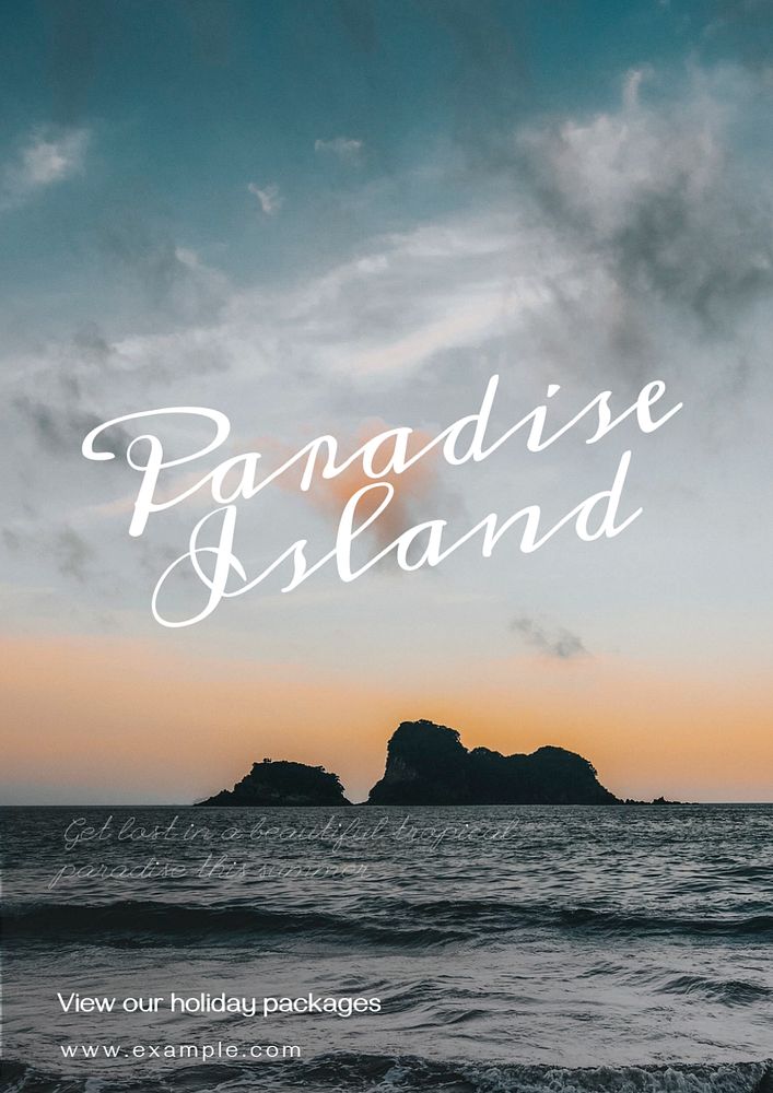 Paradise island  poster template, editable text and design