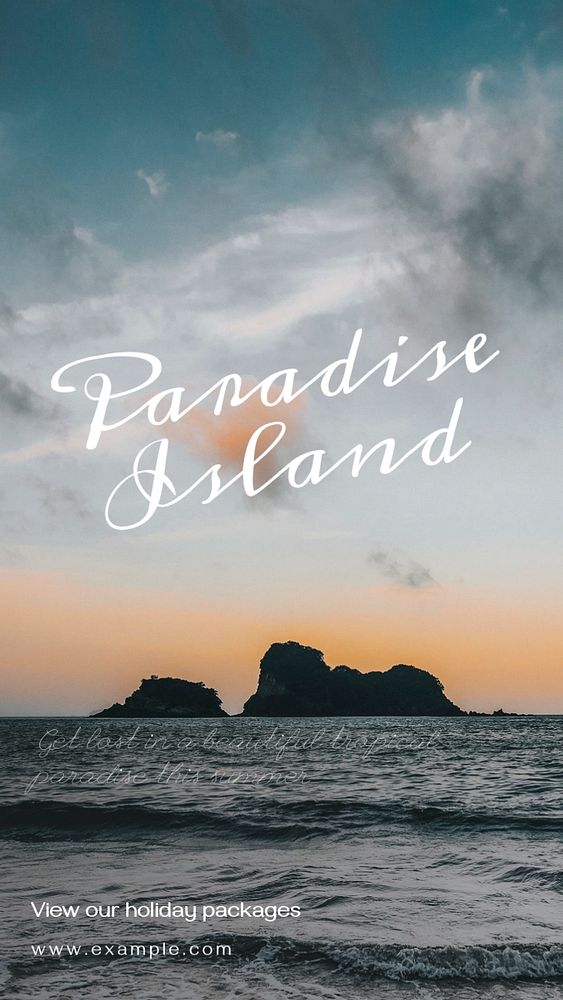 Paradise island  Instagram story template, editable text