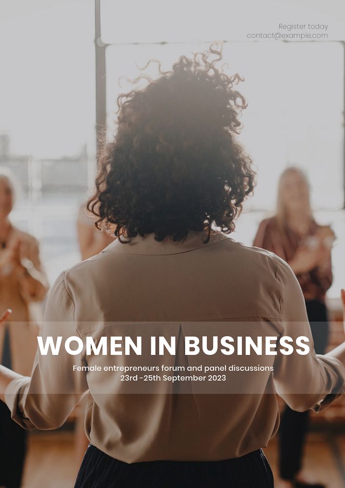 Woman in business poster template, editable text and design