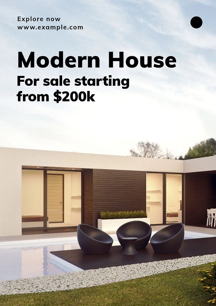 Modern house poster template, editable text and design