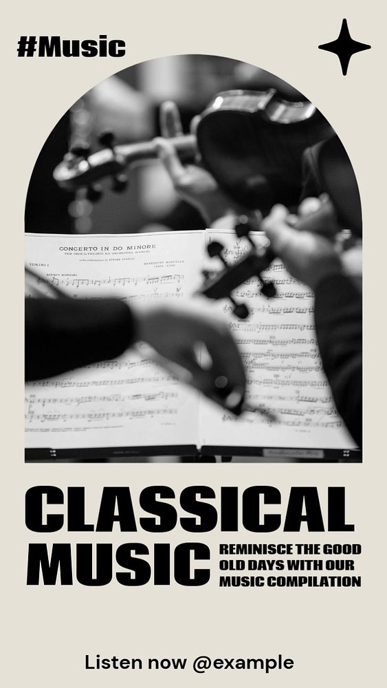 Classical music Instagram story template, editable text