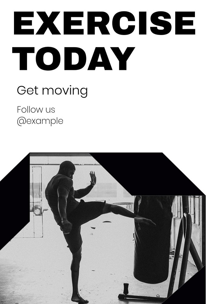 Exercise today  poster template, editable text and design