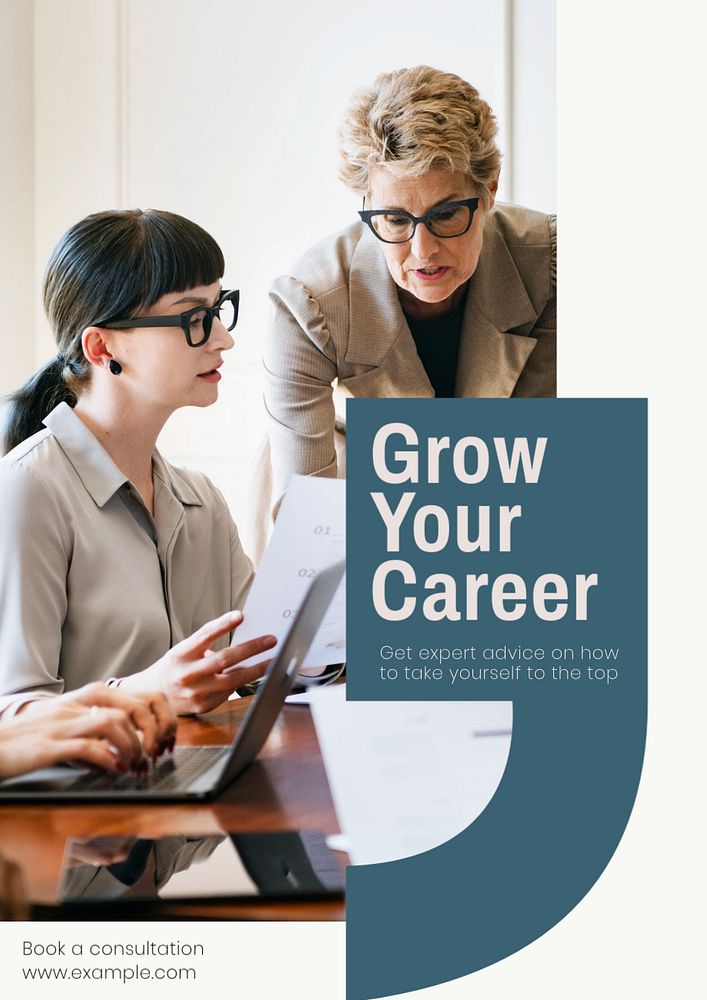 Grow your career  poster template, editable text and design