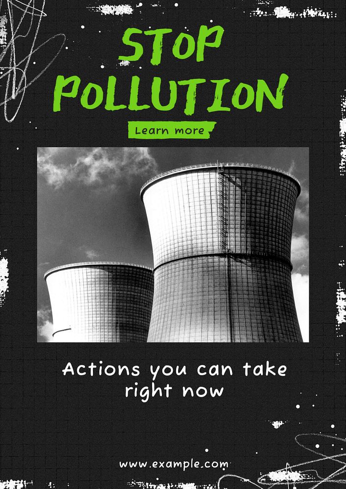 Stop pollution  poster template, editable text and design