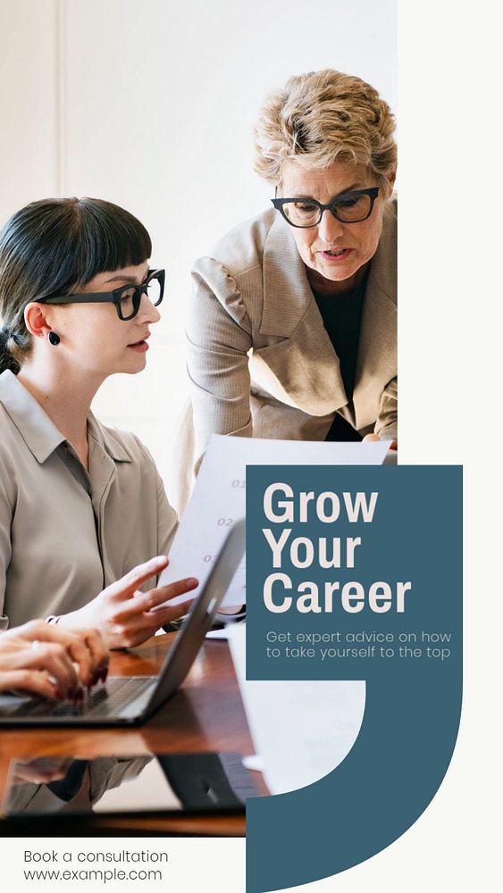 Grow your career  Instagram story template, editable text