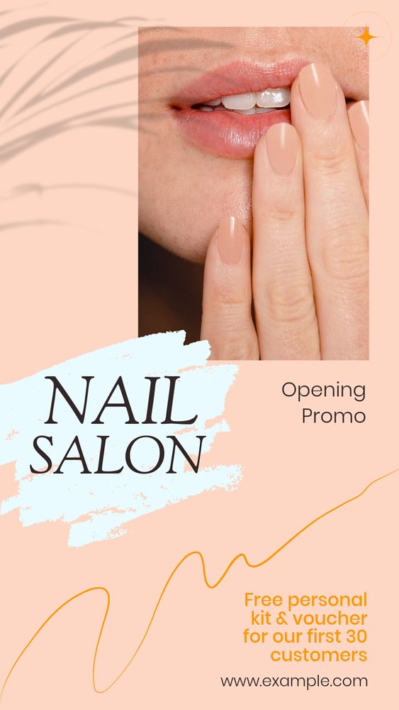 Nail salon Instagram story template, editable text