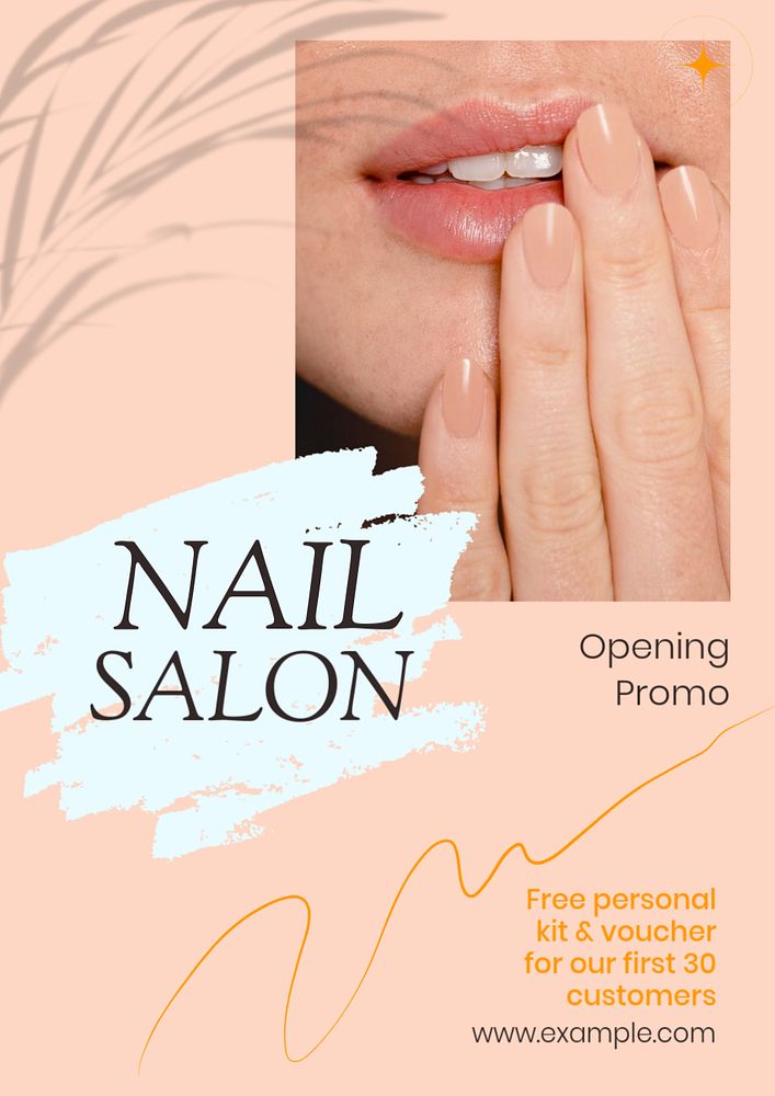 Nail salon poster template, editable text and design