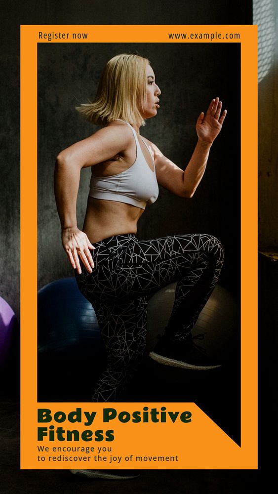 Body positive fitness Instagram story template, editable text