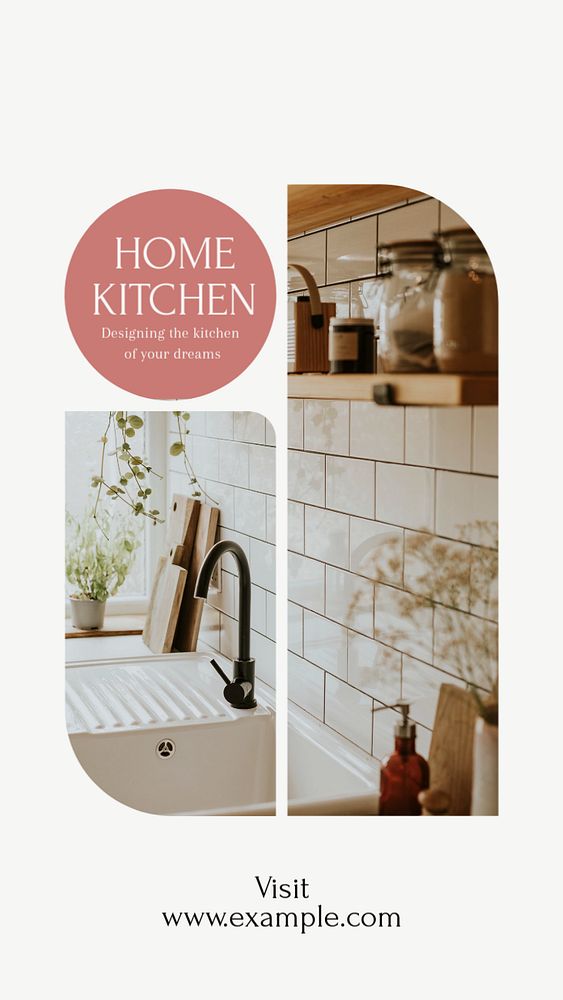 Home kitchen Instagram story template, editable text