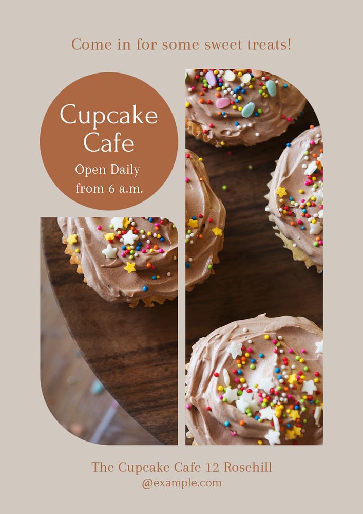 Cupcake cafe  poster template, editable text and design